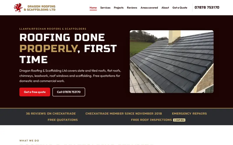 Homepage of Dragon Roofing & Scaffolding (dragonroofingandscaffolding.co.uk)